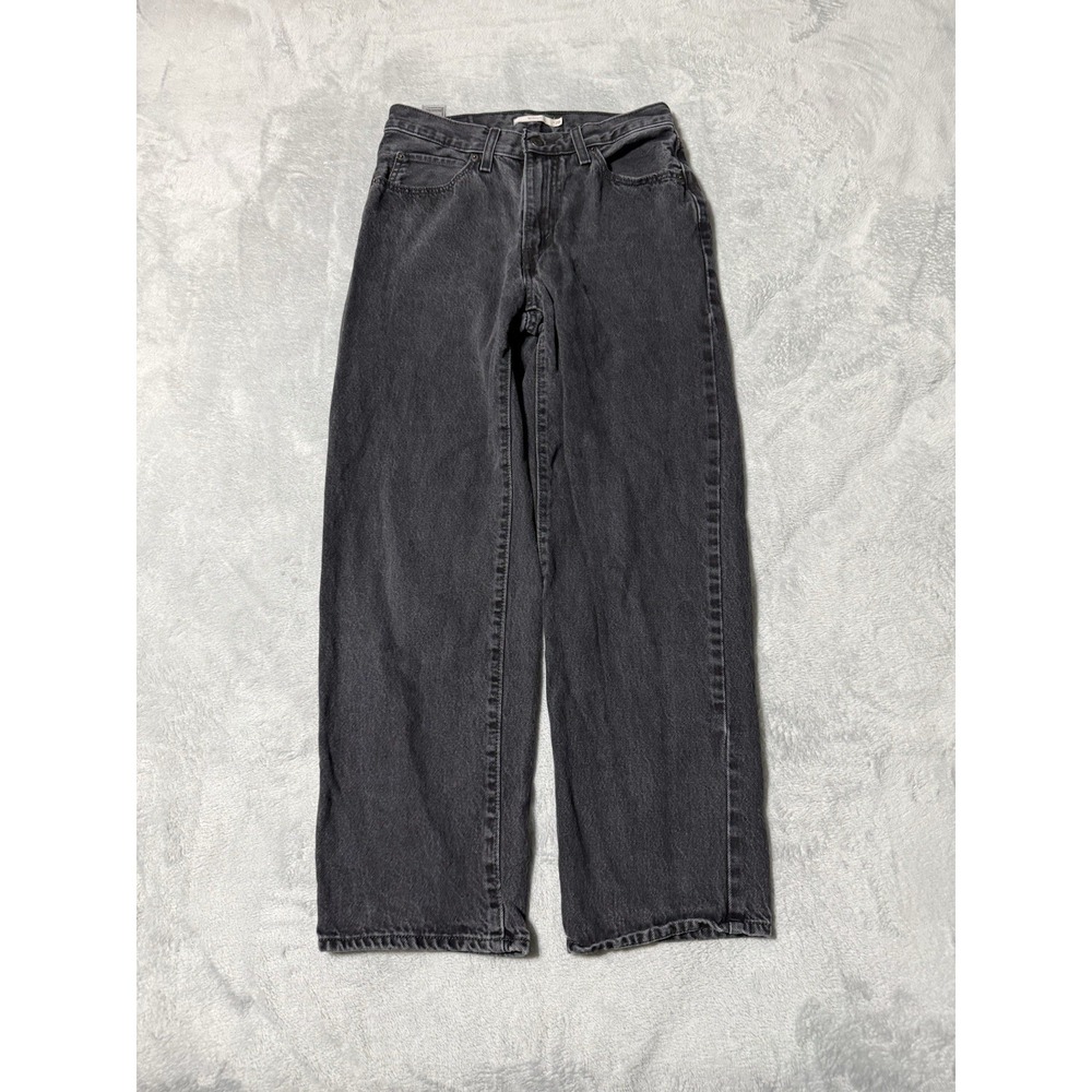 Levis 94 Baggy Straight Jeans Womens 28 Black Dark Wash 28x27.5